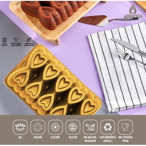 Amboss Ametist Döküm Yanmaz Yapışmaz Baton Kek Kalıbı - Gold